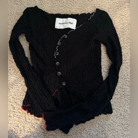 Anderson Bell black cotton cardigan SSENSE exclusive - Picture 4 of 8